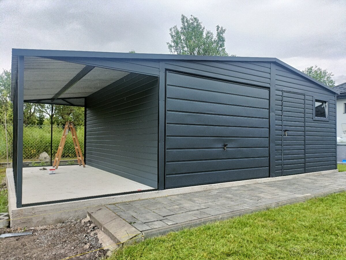 Plechová garáž, zahradní domek, moderní garáž, dvojgaráž