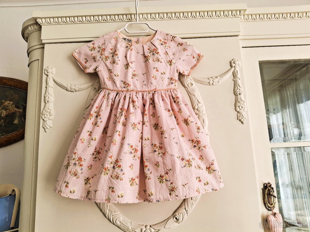 Nádherné šaty luční kvítí Next 104 růžové meruňkové