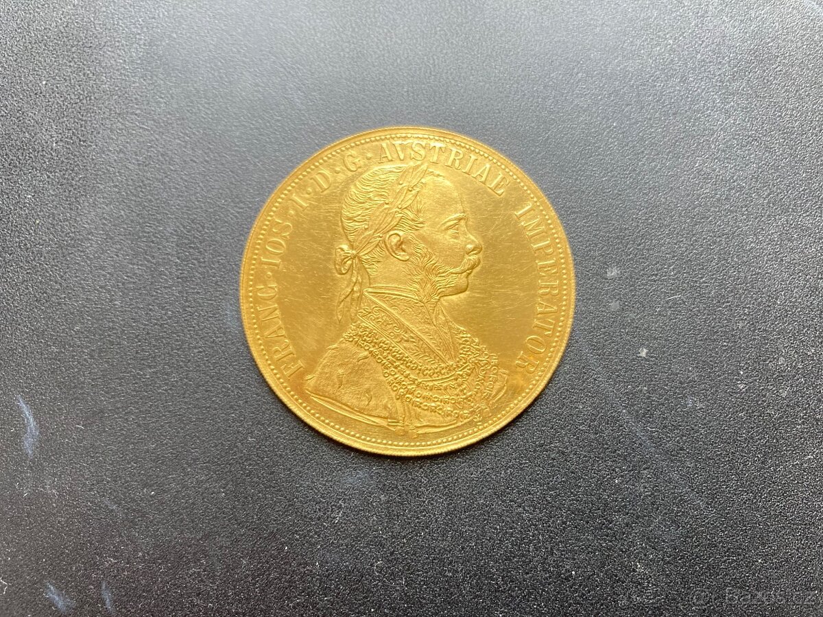 Zlatý 4 dukát Františka Josefa I. r. 1873