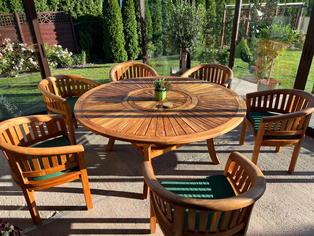 Zahradní nábytek Teak - stůl 180cm + 6x židle