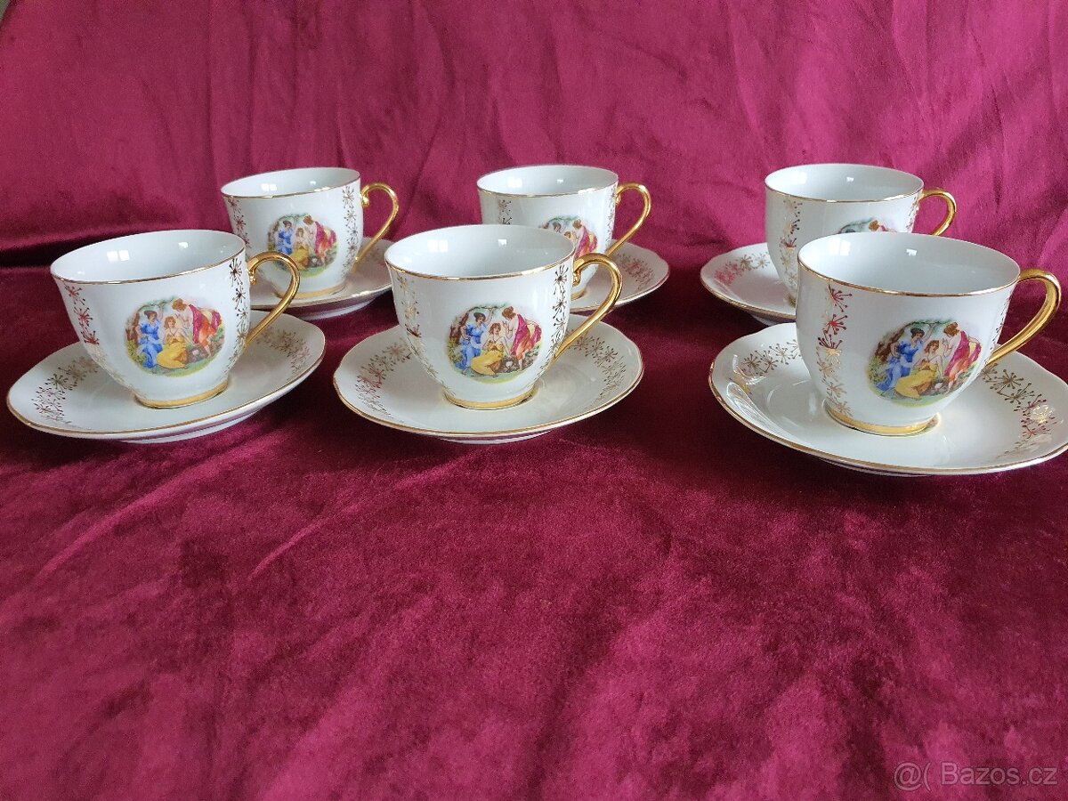 Porcelánová sada 6 šálků s podšálkem
