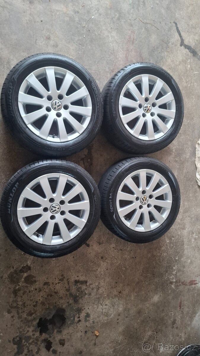 ALU kola Volkswagen 5x112 R16 s pneu Dunlop