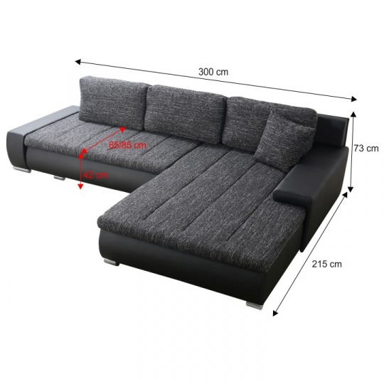 Sedací souprava, černá/černý melír