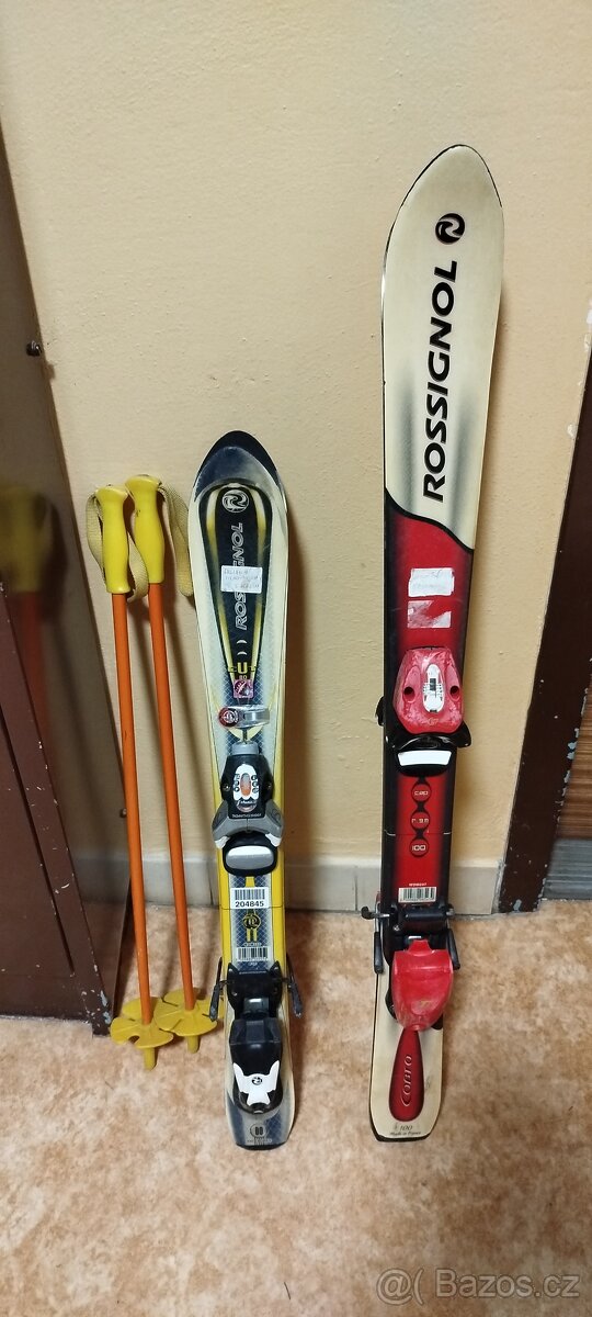 Dětské lyže, lyžáky, přilba