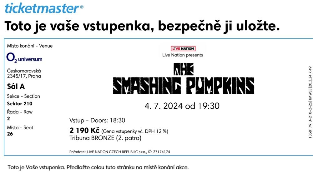 Smashing Pumpkins Praha 4.7.2024