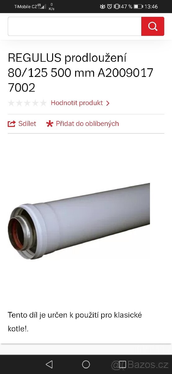 Prodloužení odkoureni plyn. kotle