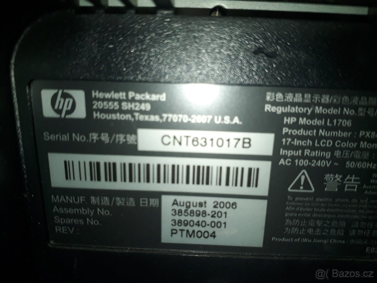 Funkční LCD HP 17inch monitor