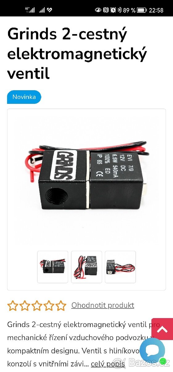 Dvoucestný elektromagnetický ventil grinds