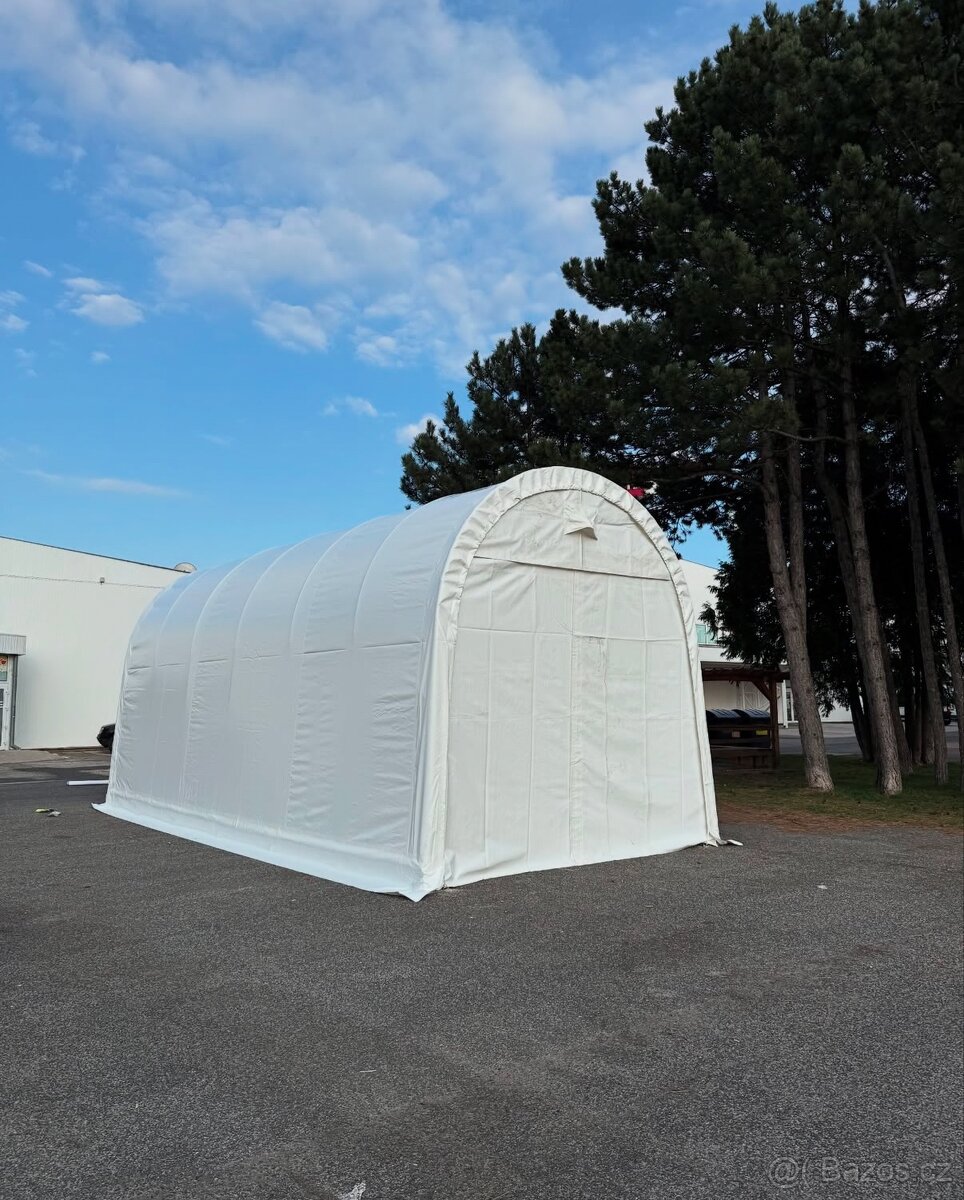 Plachtová garáž pro karavan nová – 4,3 × 9,2 × 4,3 m