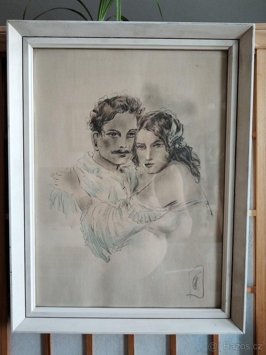 obraz MILENCI, sign. Jaroslav Štika