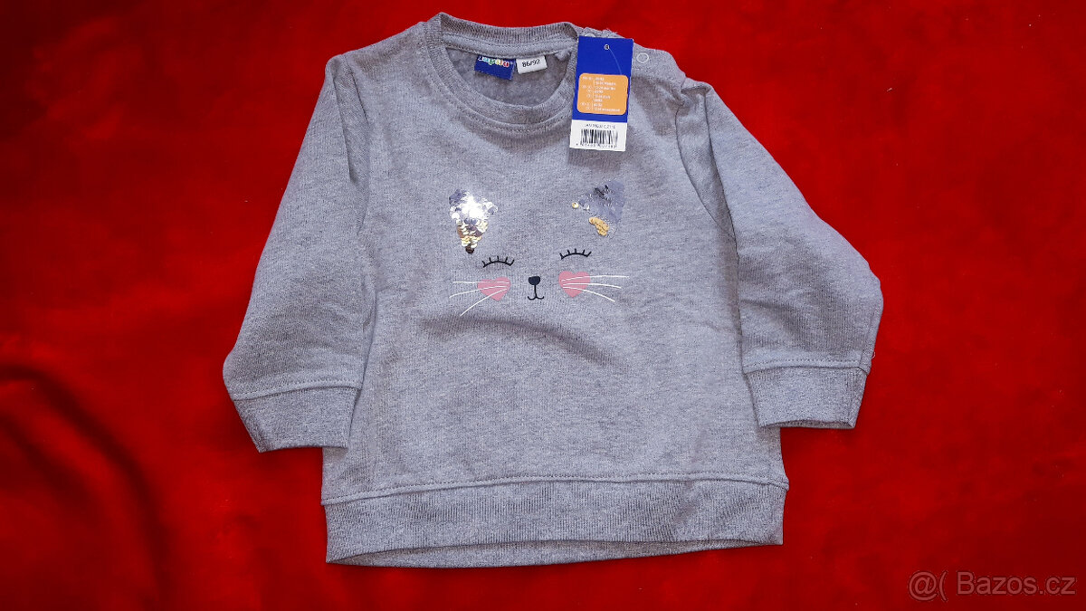 Mikina 86/92 s kočičkou Lupilu, nová -