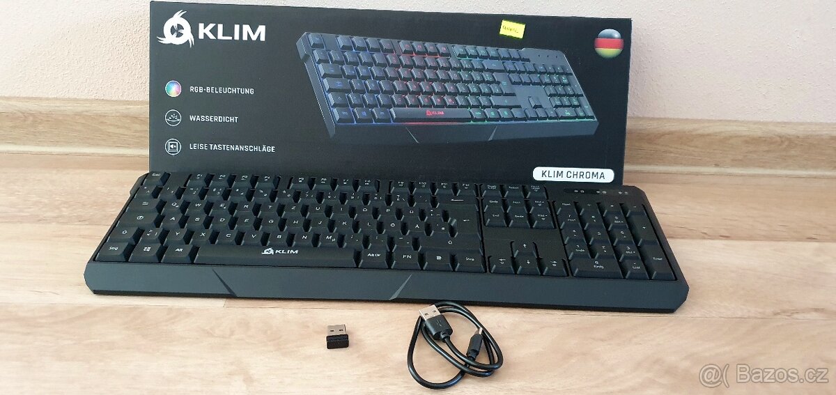 Bezdrátová herní klávesnice Klim chroma / RGB Německého půvo