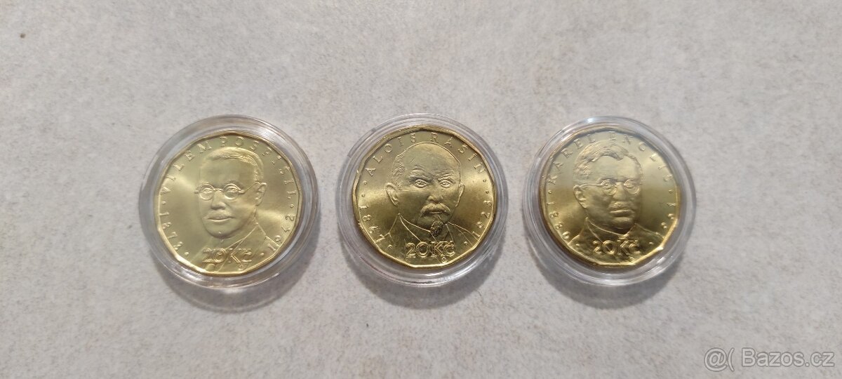 Sada výročních 20Kč mincí ČNB