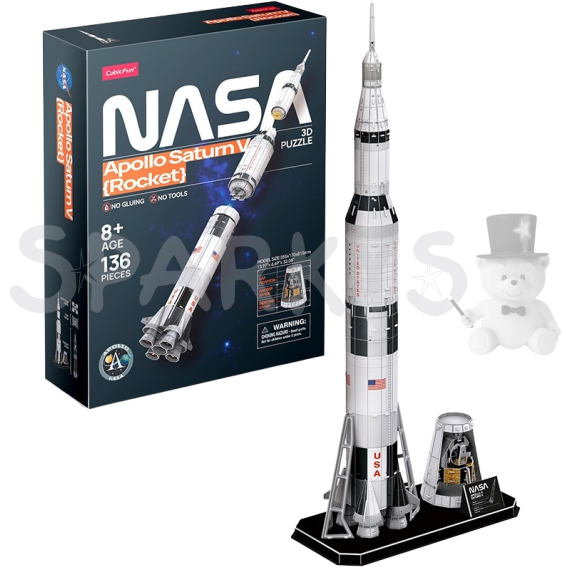 CubicFun - Puzzle 3D Apollo Saturn V Rocket - 136 dílků