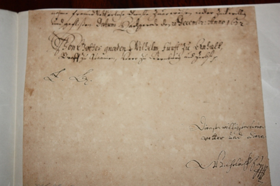 Autogramy, podpisy -kníže Vilém z Anhaltu, rok 1642 a další