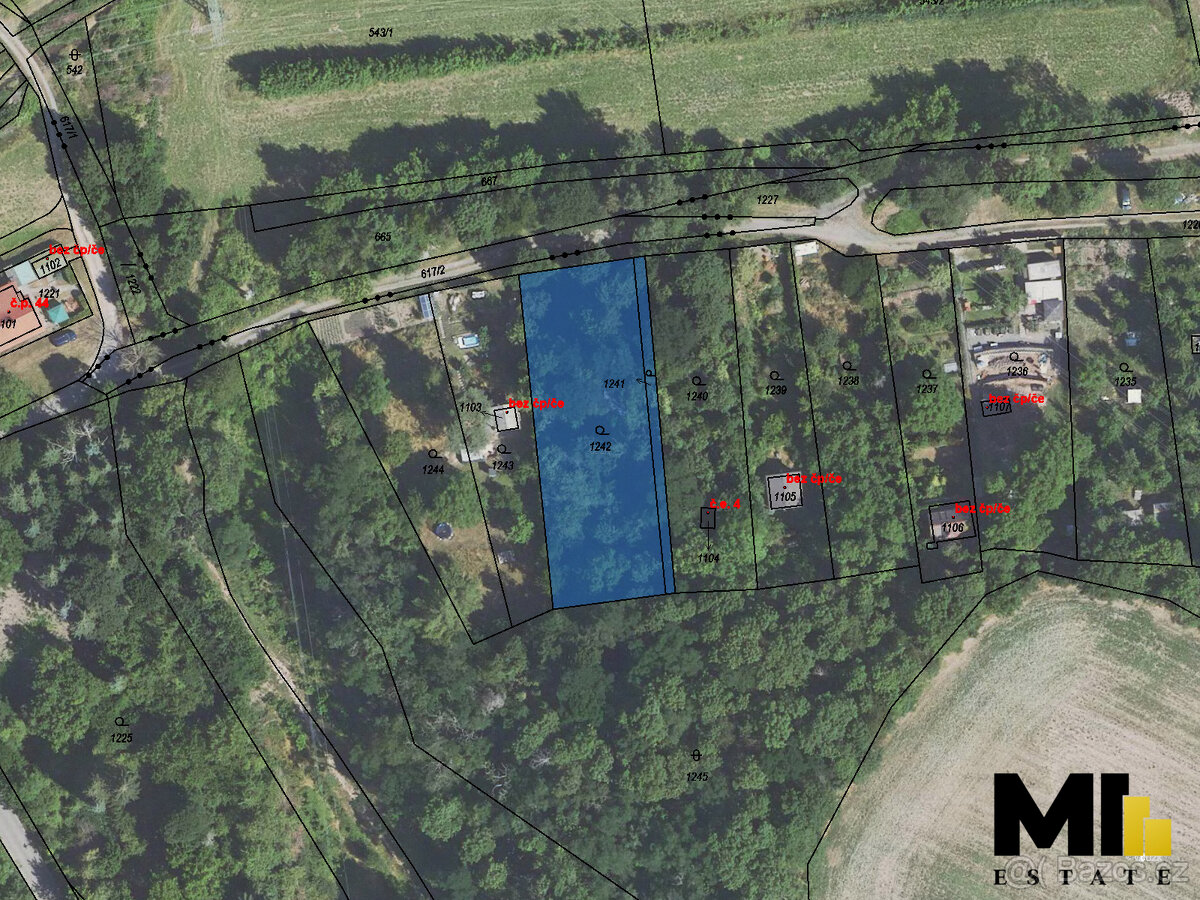 Prodej zahrady 1596 m2 v obci Pchery, okres Kladno