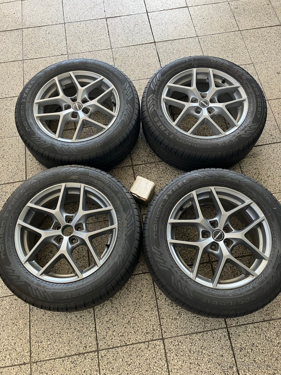 Hliníkové disky R17 Borbet 5x100 Subaru + 225/60 R17 Nokian