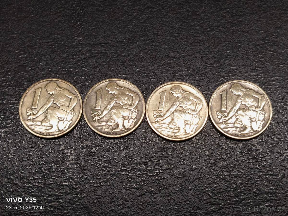 4x 1 koruna 1957 - 1960 Československo