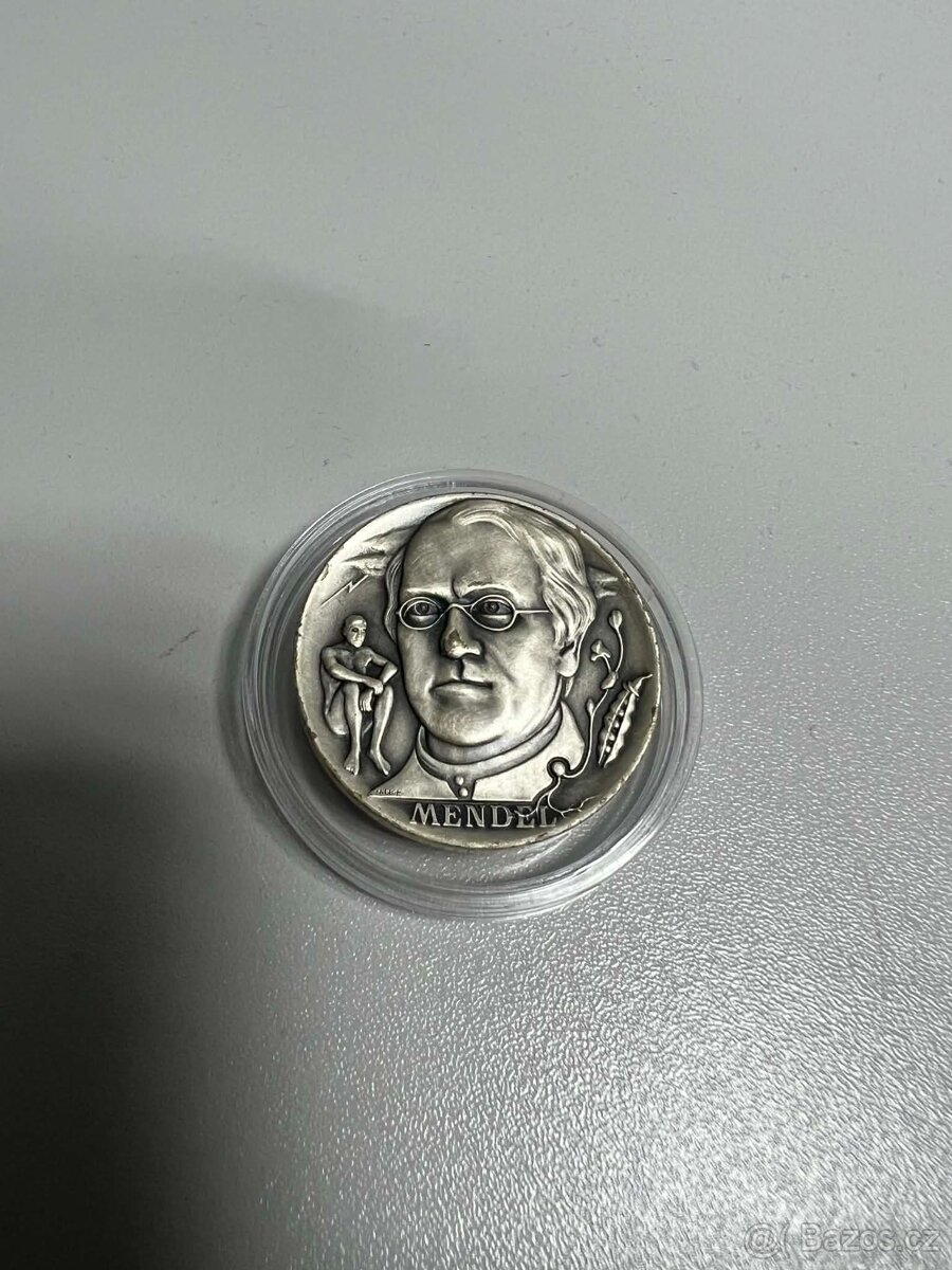 1.16 oz Stříbrná Medaile Gregor Mendel