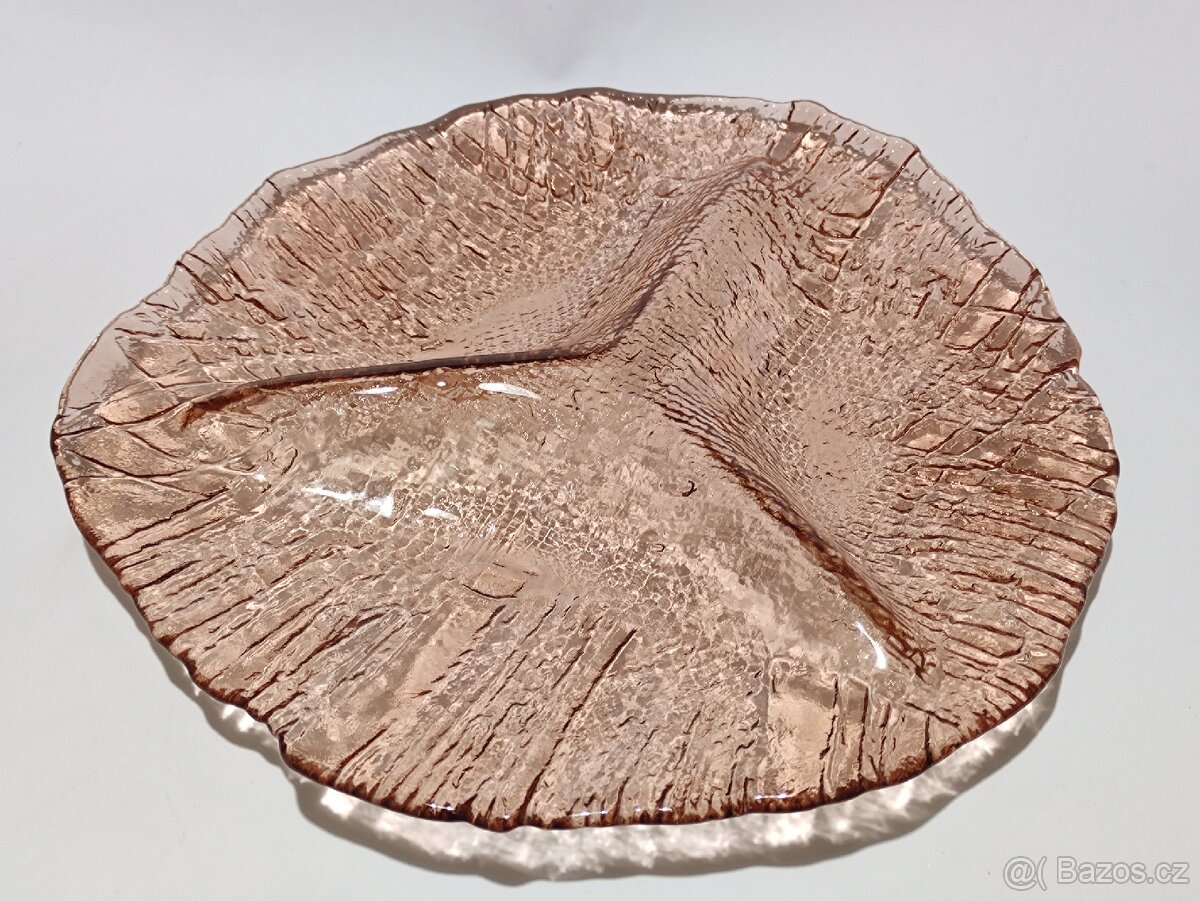 Pavel Pánek, tác, talíř, sklo vzor ,Juta', 30cm, pošta 79.-
