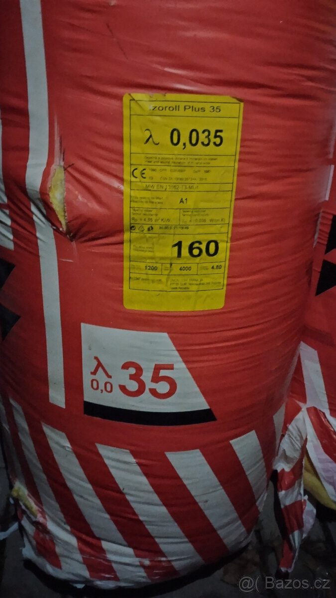 Skelná vata tl. 160 mm Izoroll plus 35, 3 balíky po 4,8 m2