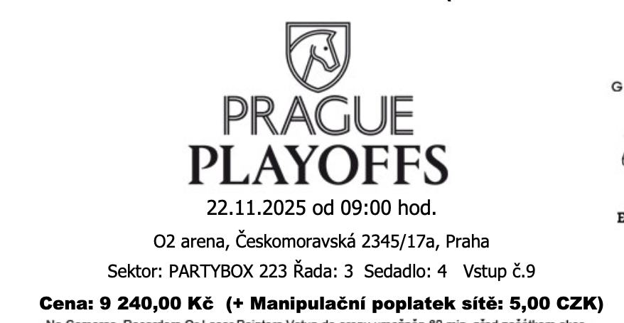 Prague Playoffs - 22.11. - Partybox - Jedna vstupenka