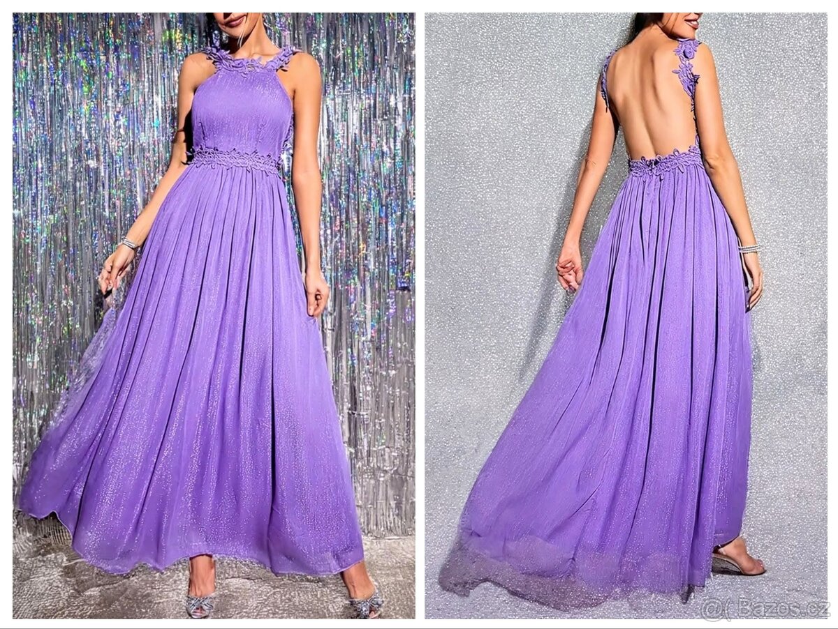 NOVÉ plesové šaty TŘPYTIVÉ FIALOVÉ