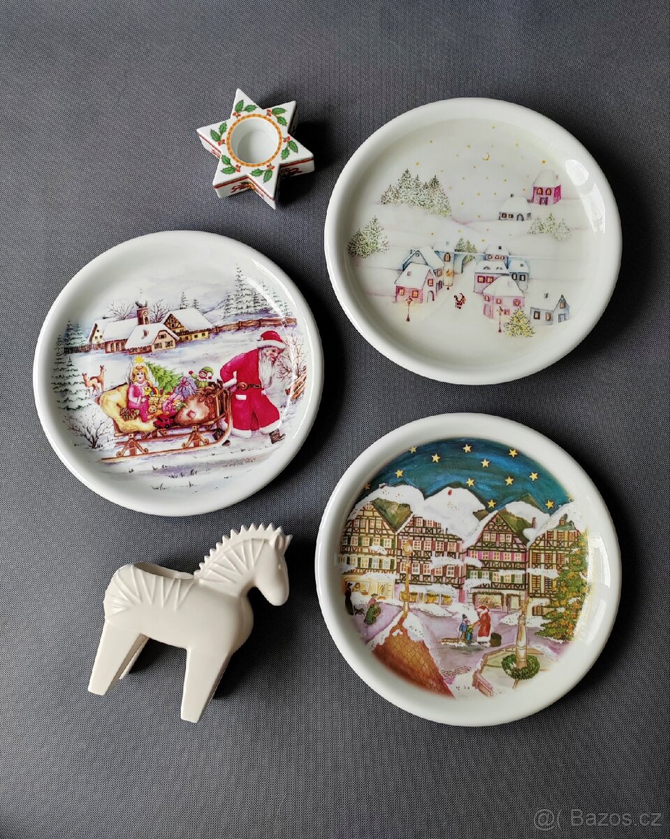 Vánoční kolekce porcelánových talířů a svícnů