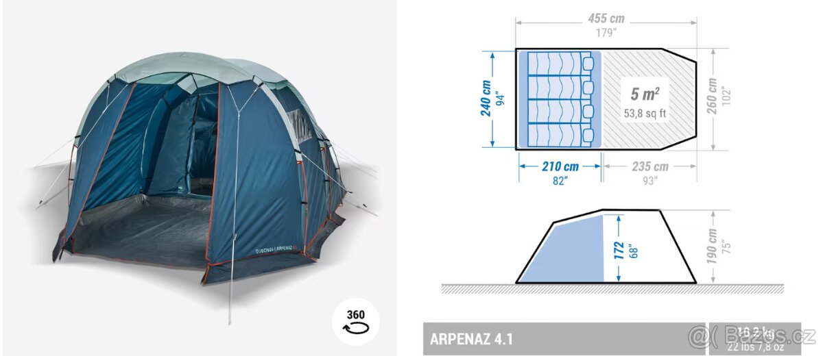 Prutový stan Arpenaz 4.1 | 4 osoby | 1 ložnice