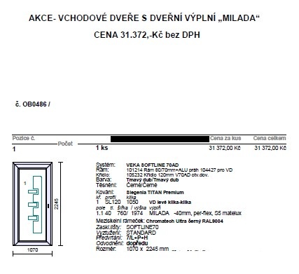Nové vchodové dveře VEKA, výplň Milada