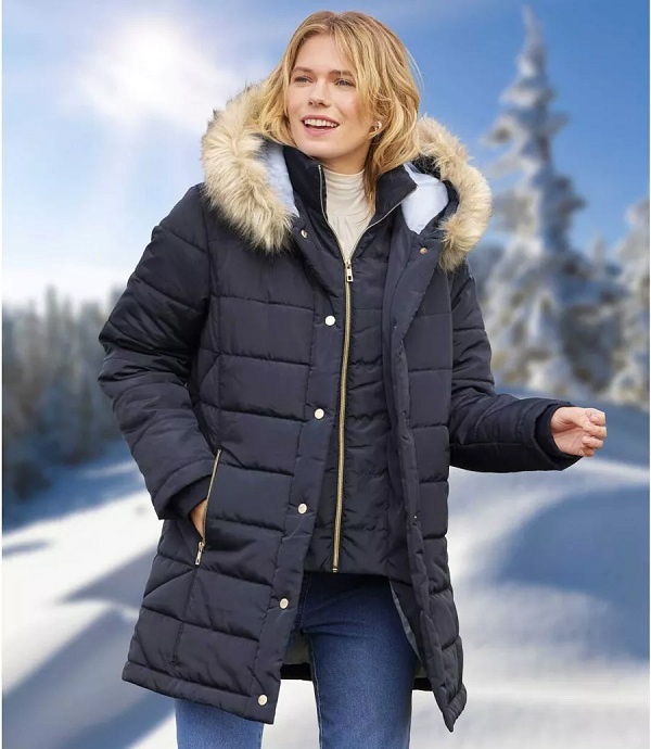 Prošívaná bunda do arktické zimy s kapucí vel. 44/46