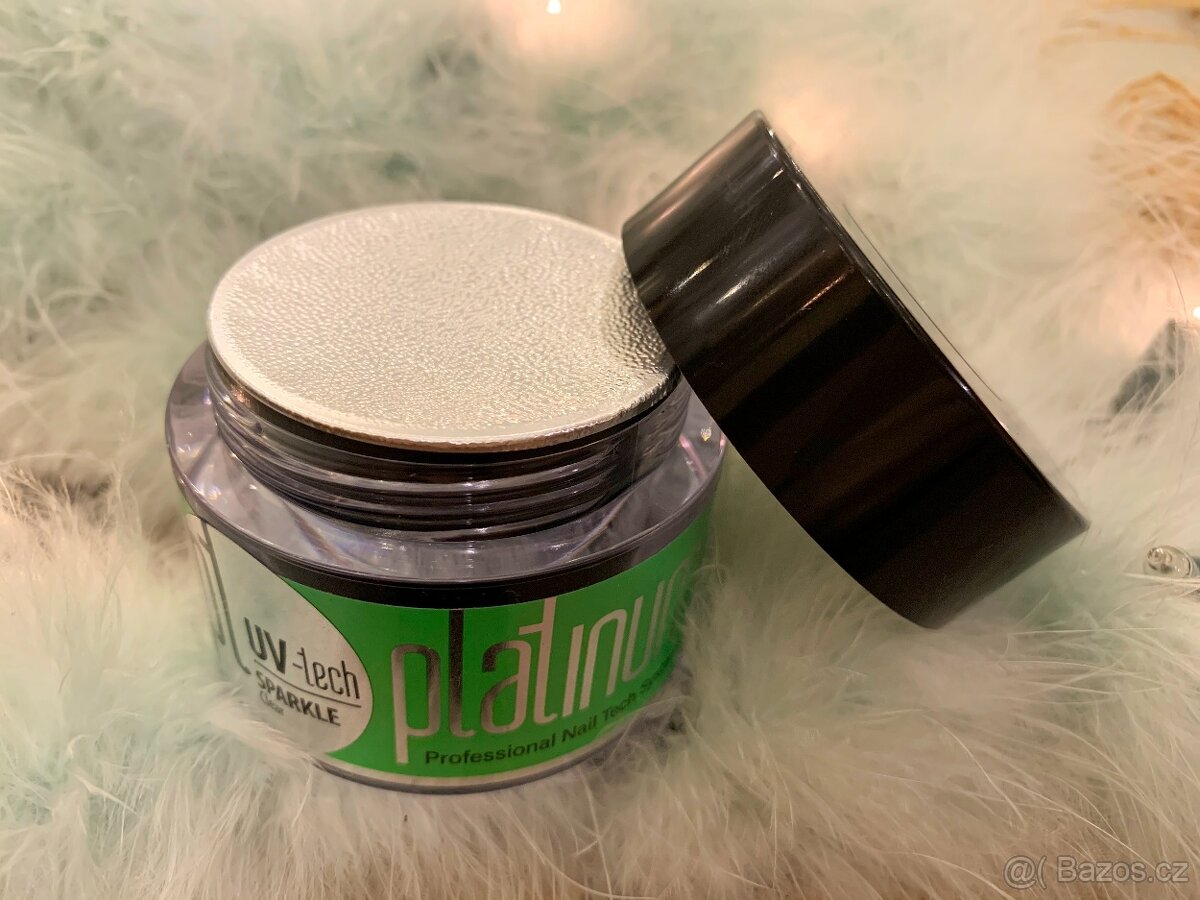 UV/LED PLATINUM Modelážní gel SPARKLE Třpytivý čirý 50g