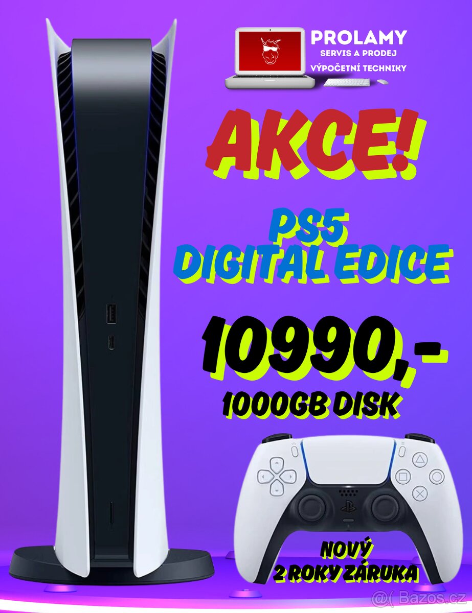 Playstation 5 1TB digital 24m záruka nový nerozbaleno