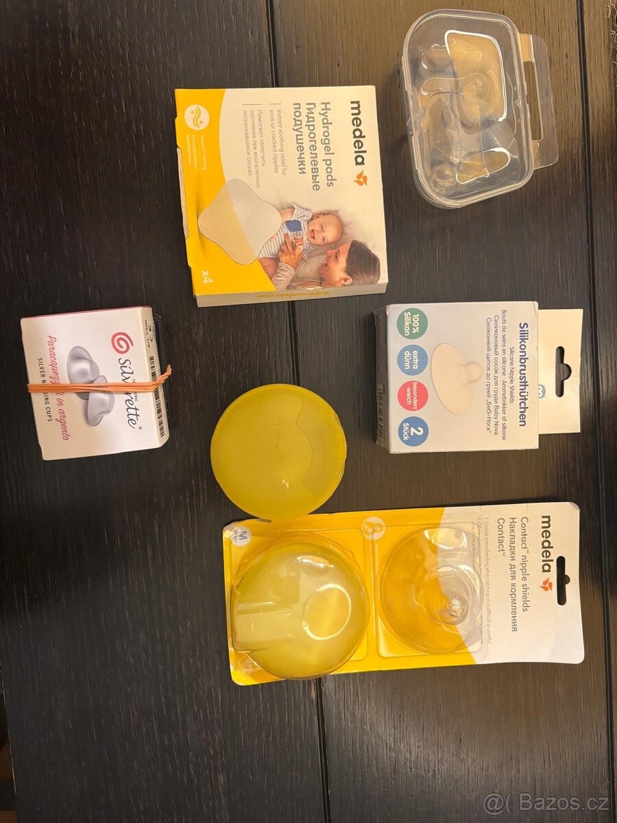 Stříbrné prsní kloboučky + několik druhů kojících kloboučků