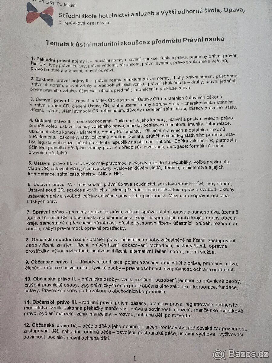 Maturitní otázky- právo