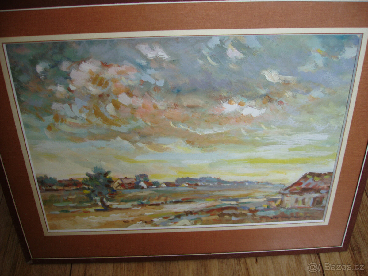 Obraz olej - Josef Musil - letní vesnice