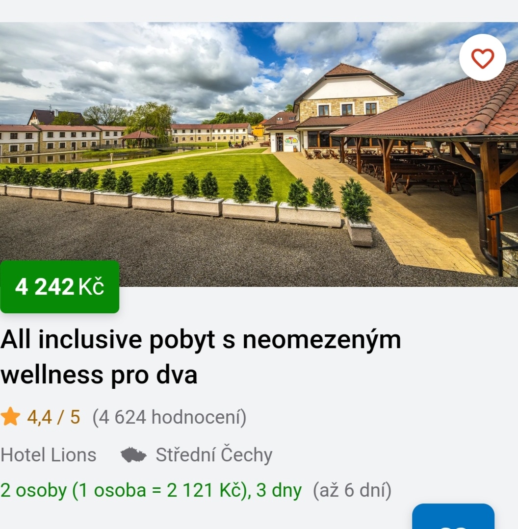 Koupím pobyt pro 2 v hotelu Lions Nesuchyně