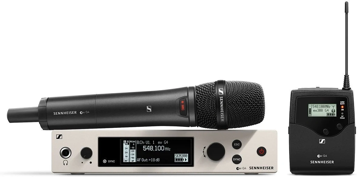 Sennheiser EW 300 G4 ruční MME 865 náhlavní ME3 klopový