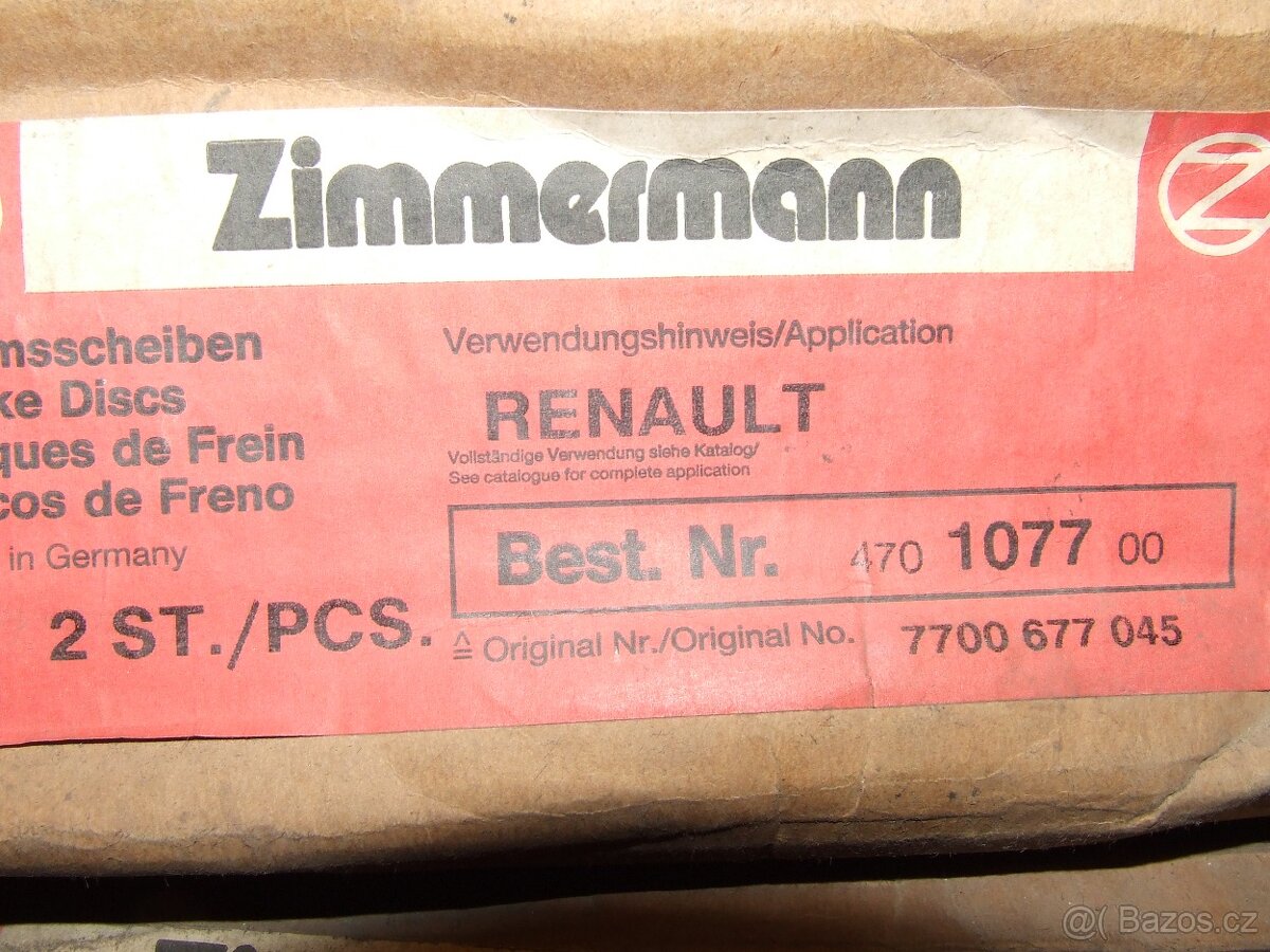 Prodám brzdové kotouče Renault + Peugeot