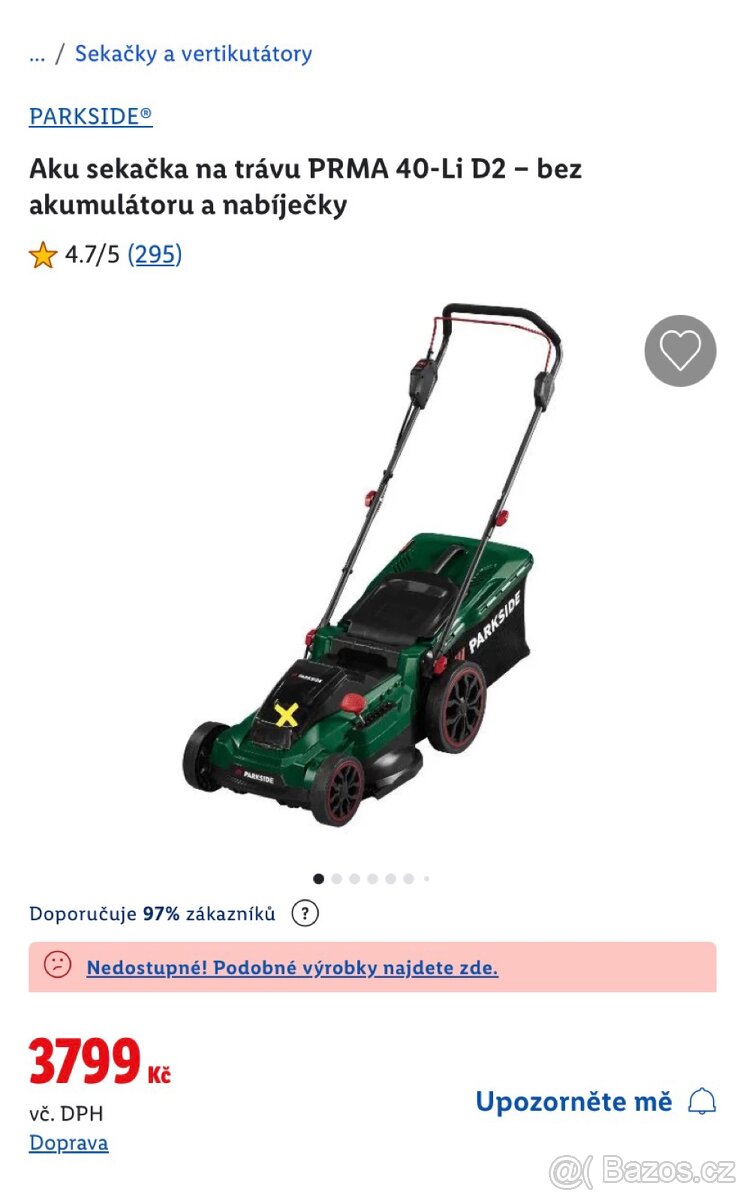 Aku sekačka na trávu Parkside PRMA 40-Li D2