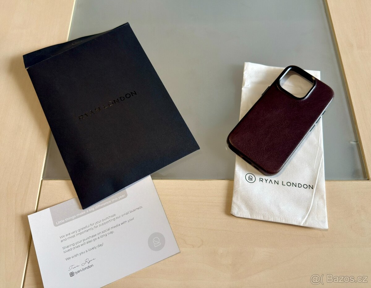 Kožený obal Ryan London pro iPhone 16 Pro - tmavěhnědý