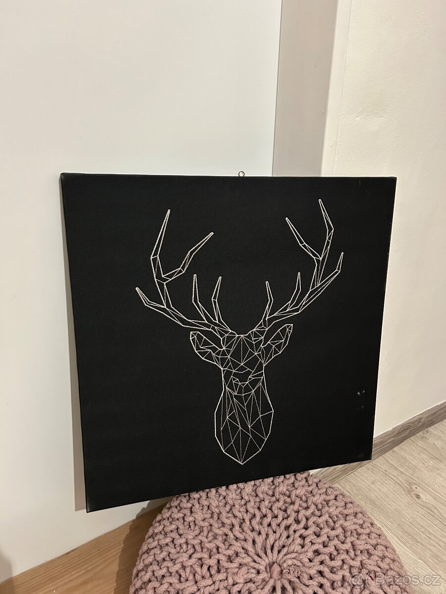 Černý obraz s jelenem Ikea