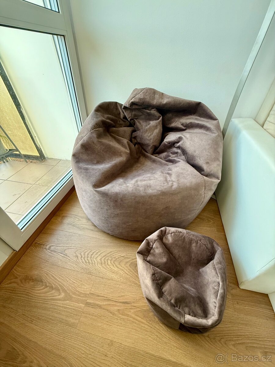 Sedací pytel, hnědý, velký