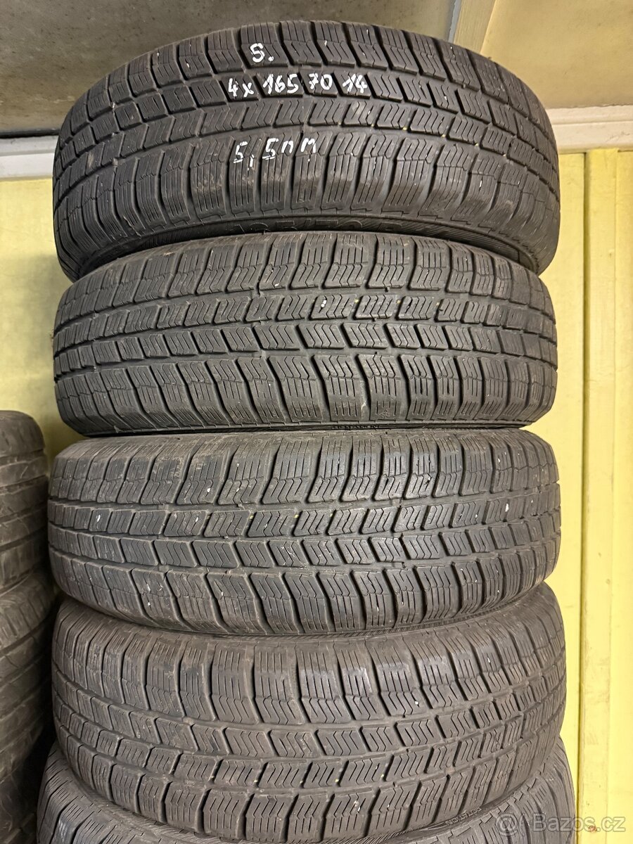 4x zimní pneu r14 165/70/14