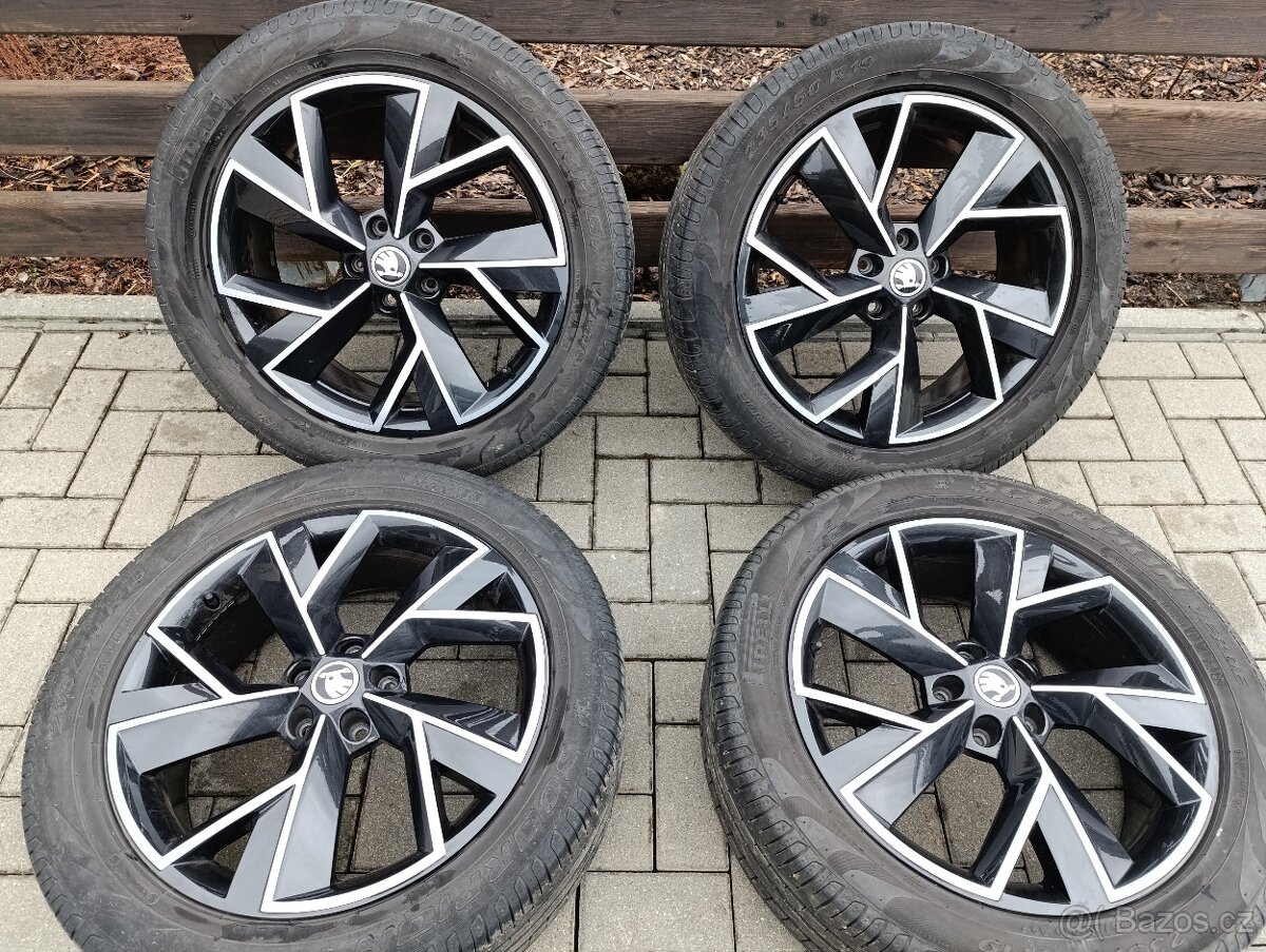 ORIGINAL ALU KOLA ŠKODA KODIAQ R 19 TRIGLAV ČERNO-LEŠTĚNÉ