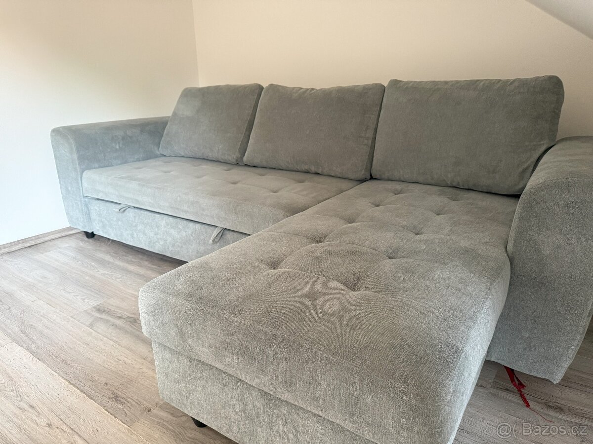 Rozkládací rohový gauč s úložným prostorem