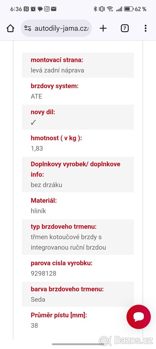 Brzdový třmen Ford Mondeo Focus a conect tourneo
