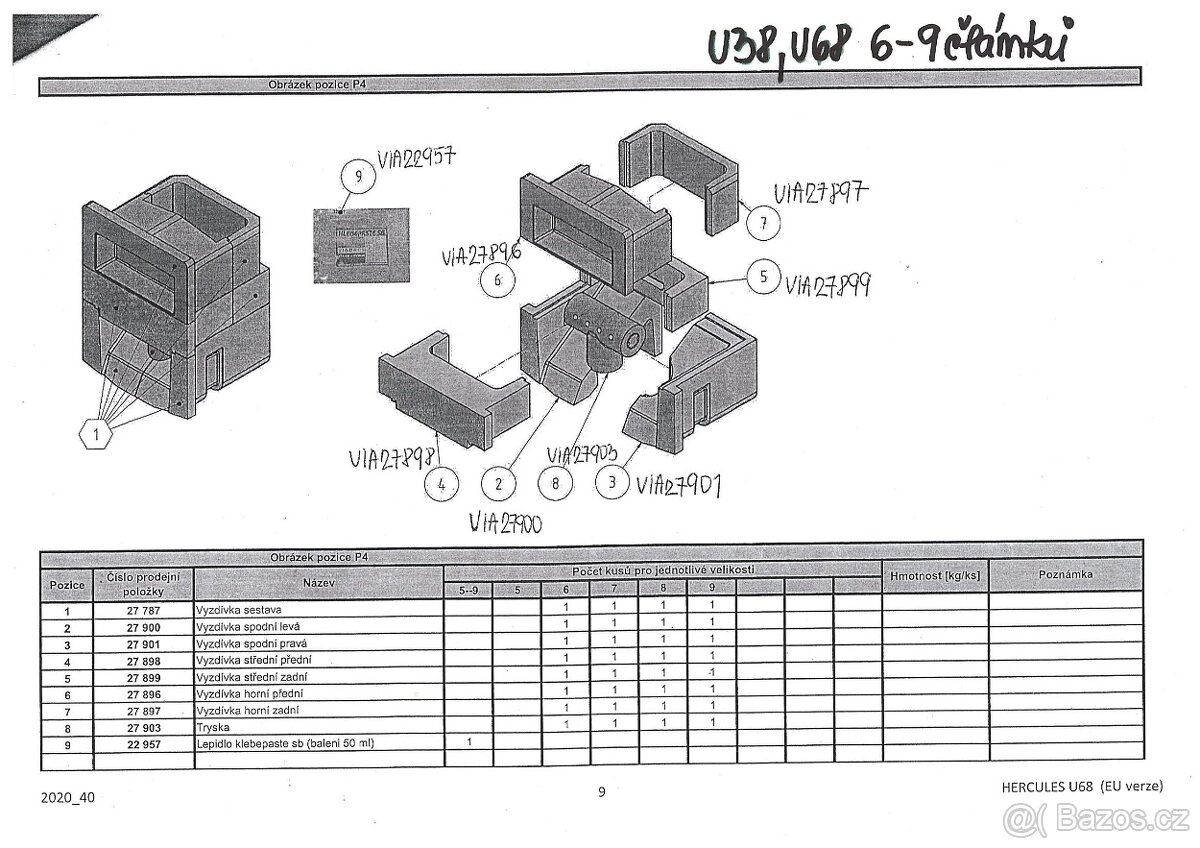 Vyzdívky do kotle Viadrus Hercules U38, U68 6-9 článek