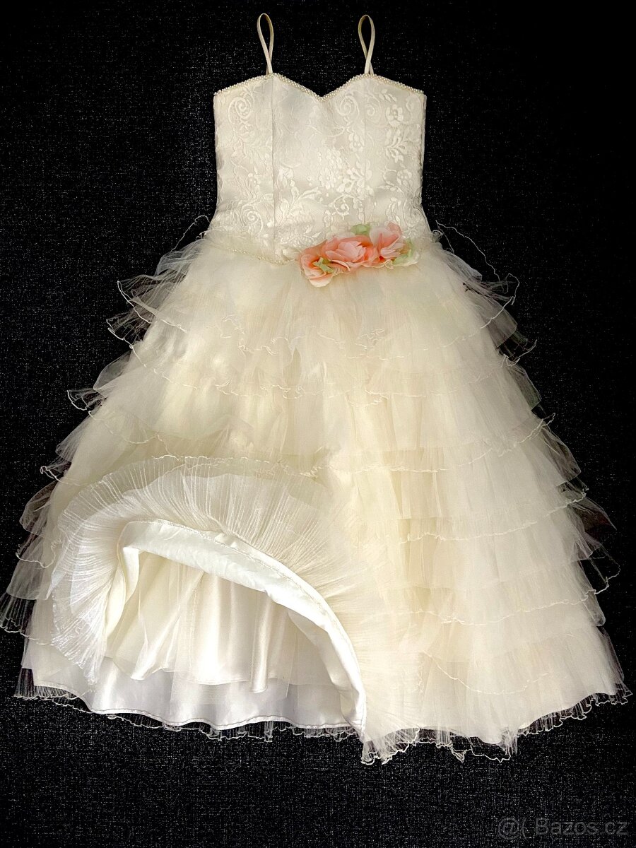 Dívčí bílé party šaty Princezna vel. 122-128, 6-8 let