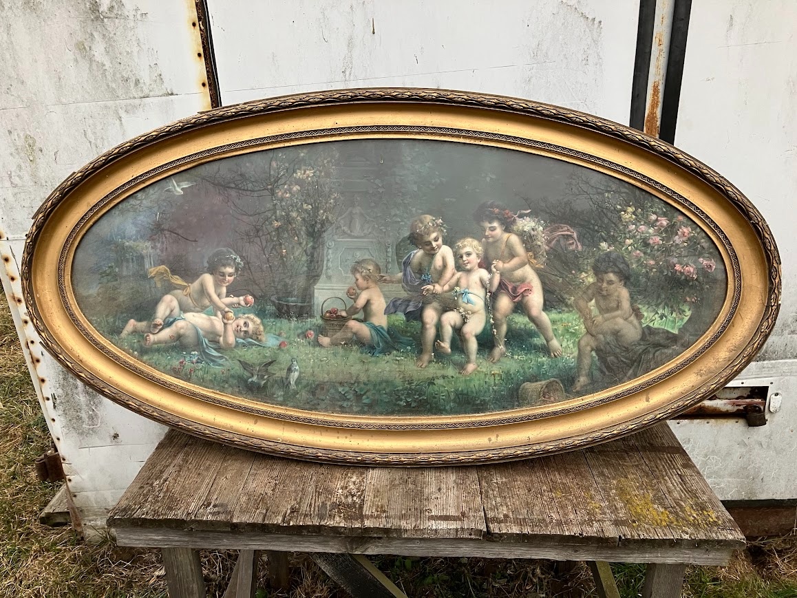 starý obraz, andělíčci.